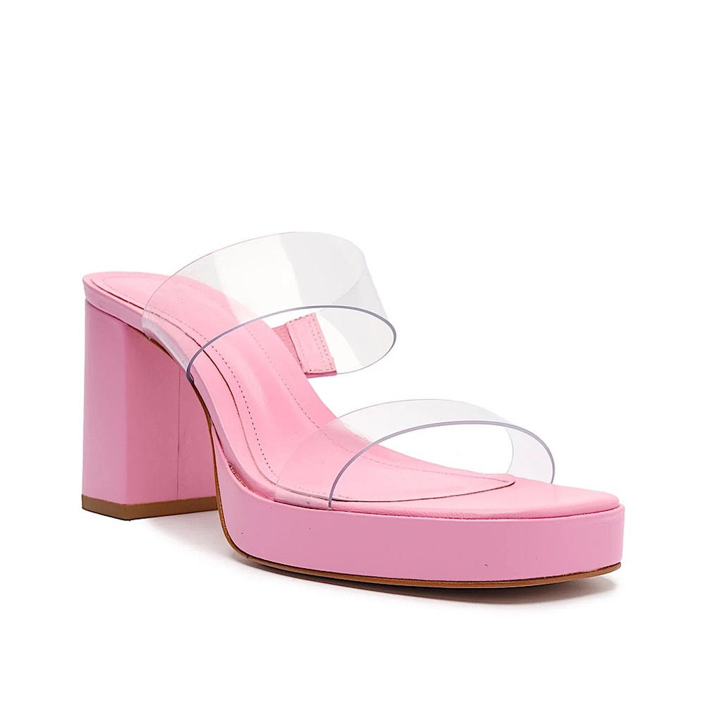 🆕 SCHUTZ Ariella Platform Vinyl Sandal in Vanilla and Rose SZ 7